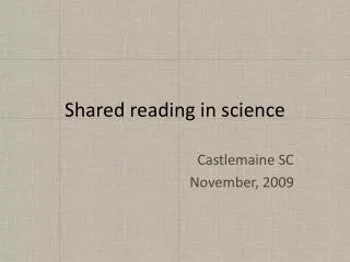 Shared reading in science