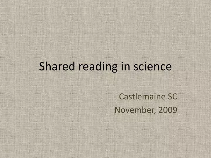 shared reading in science