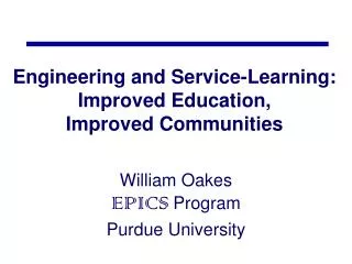 Engineering and Service-Learning: Improved Education, Improved Communities