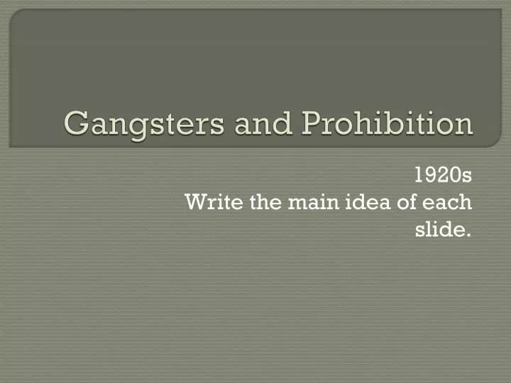 gangsters and prohibition