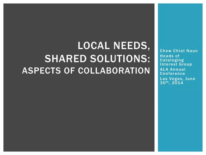 local needs shared solutions aspects of collaboration