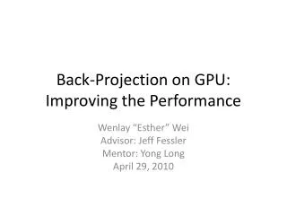 Back-Projection on GPU: Improving the Performance