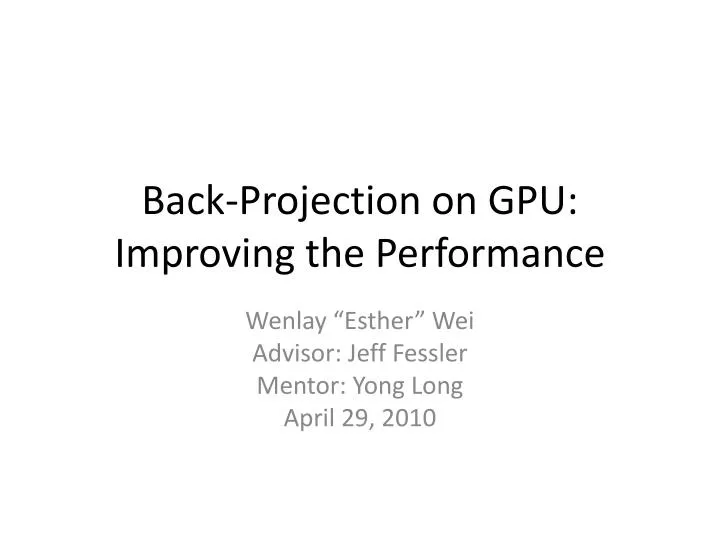back projection on gpu improving the performance