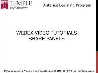 Webex Video Tutorials Share Panels