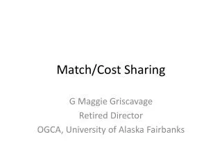 Match/Cost Sharing
