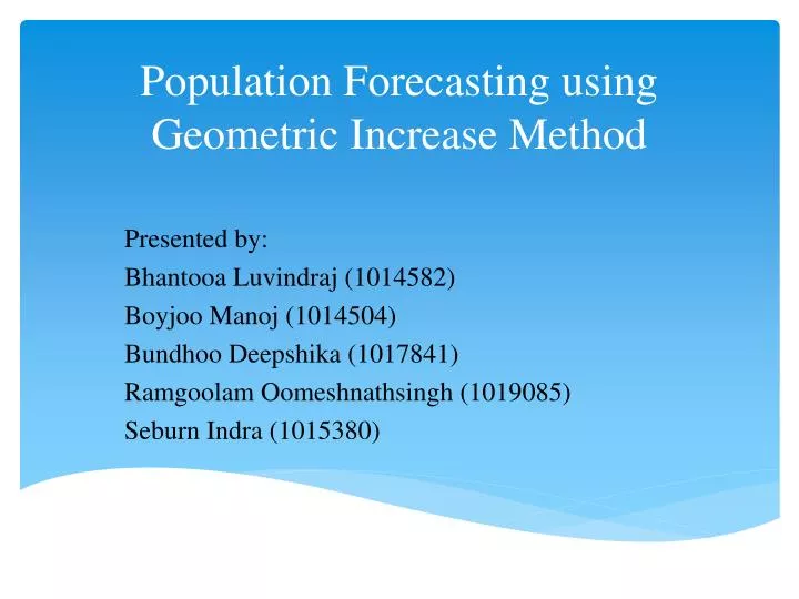 population forecasting using geometric increase method