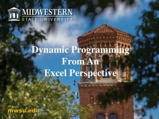 Dynamic Programming From An Excel Perspective