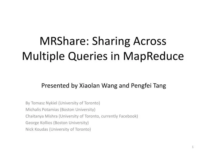 mrshare sharing across multiple queries in mapreduce
