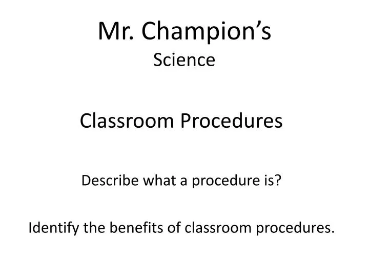 mr champion s science