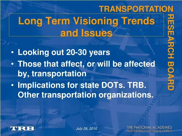 long term visioning trends and issues