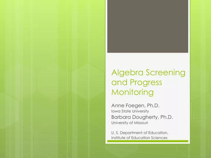 algebra screening and progress monitoring