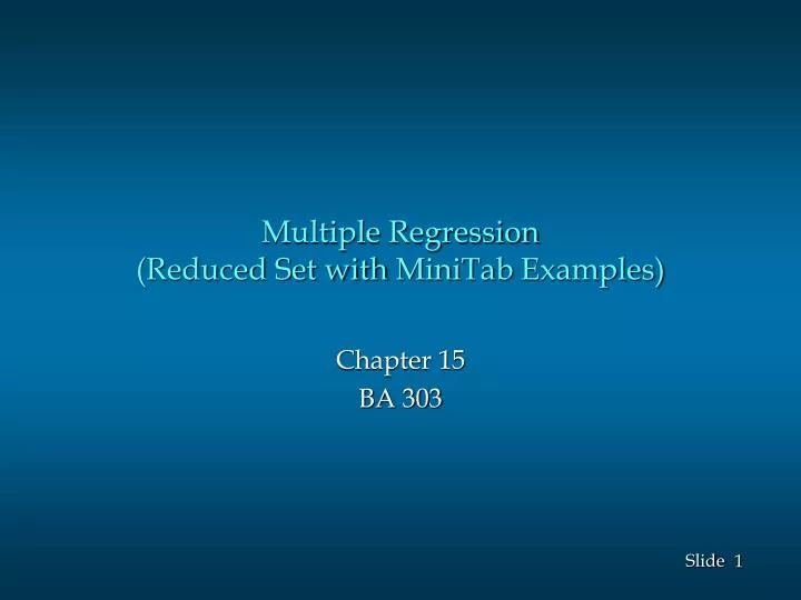multiple regression reduced set with minitab examples