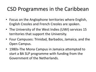 CSD Programmes in the Caribbean