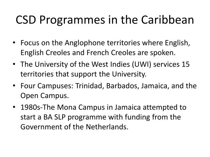 csd programmes in the caribbean
