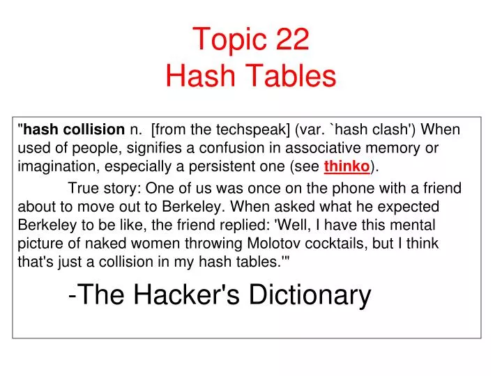 topic 22 hash tables