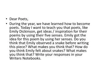 Dear Poets,