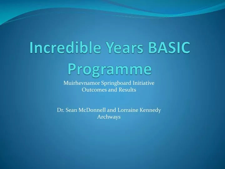incredible years basic programme