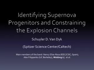 Identifying Supernova Progenitors and Constraining the Explosion Channels