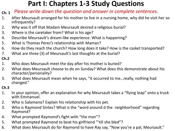 part i chapters 1 3 study questions please write down the question and answer in complete sentences