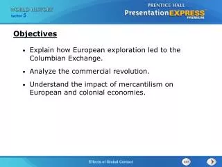 Explain how European exploration led to the Columbian Exchange. Analyze the commercial revolution.