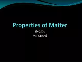 Properties of Matter