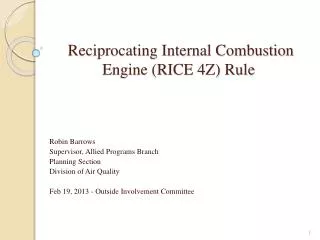 Reciprocating Internal Combustion Engine (RICE 4Z) Rule