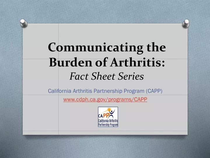 communicating the burden of arthritis fact sheet series