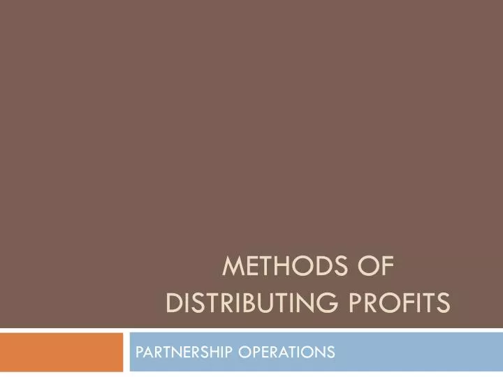 methods of distributing profits