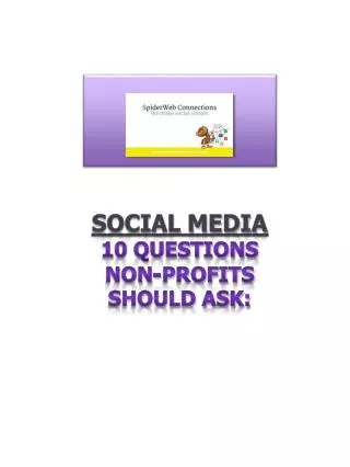 Social Media 1 0 Questions Non-Profits should ask: