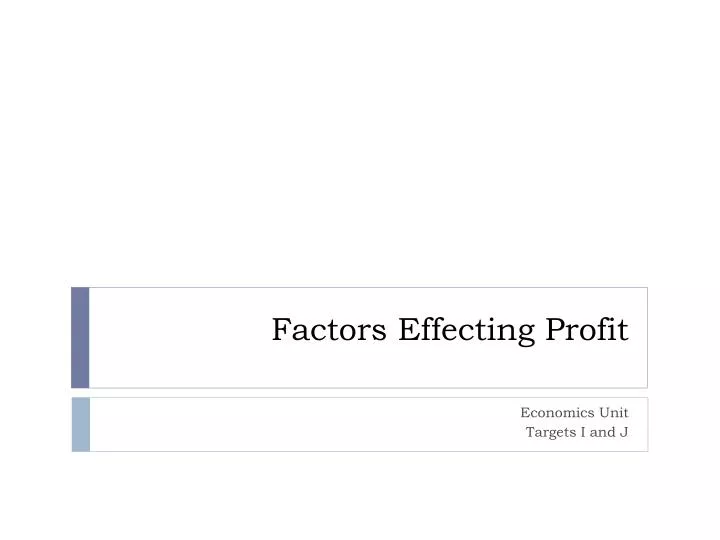 factors effecting profit