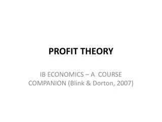 PROFIT THEORY