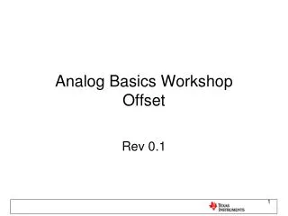 Analog Basics Workshop Offset