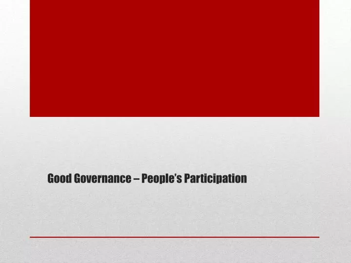 good governance people s participation
