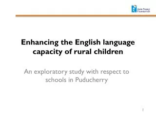 Enhancing the English language capacity of rural children