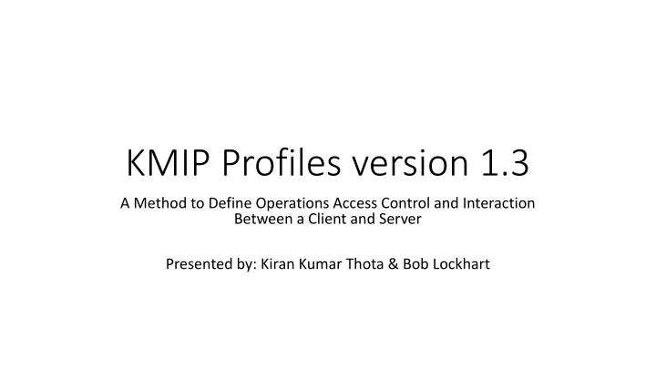 kmip profiles version 1 3