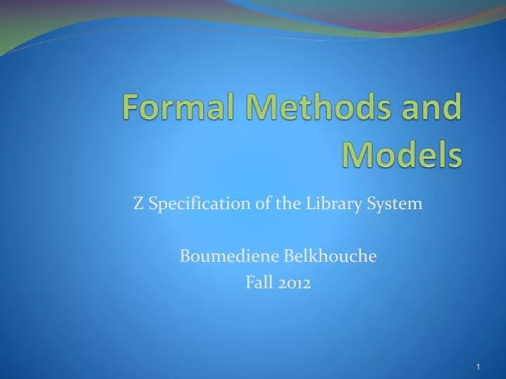 formal methods and models