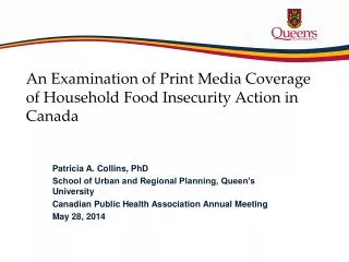 An Examination of Print Media Coverage of Household Food Insecurity Action in Canada