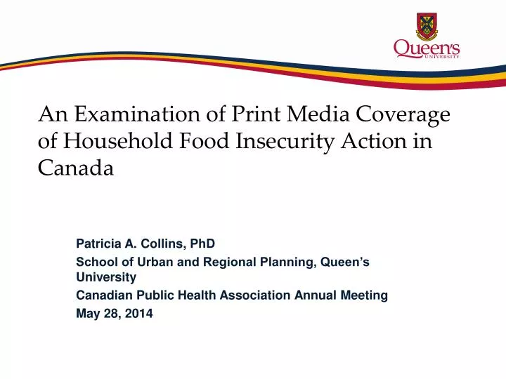 an examination of print media coverage of household food insecurity action in canada