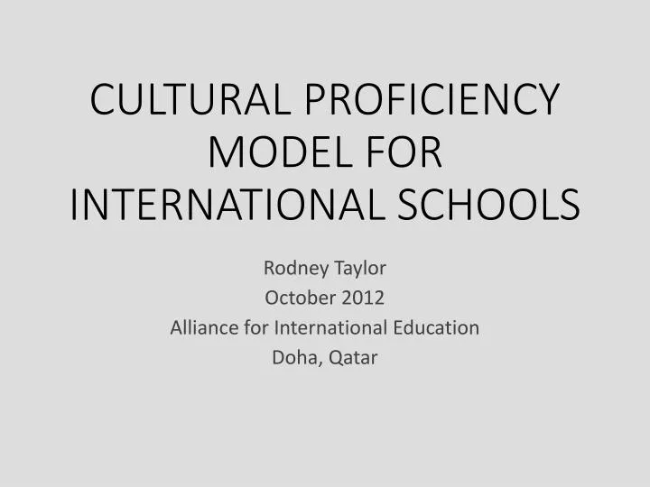 cultural proficiency model for international schools