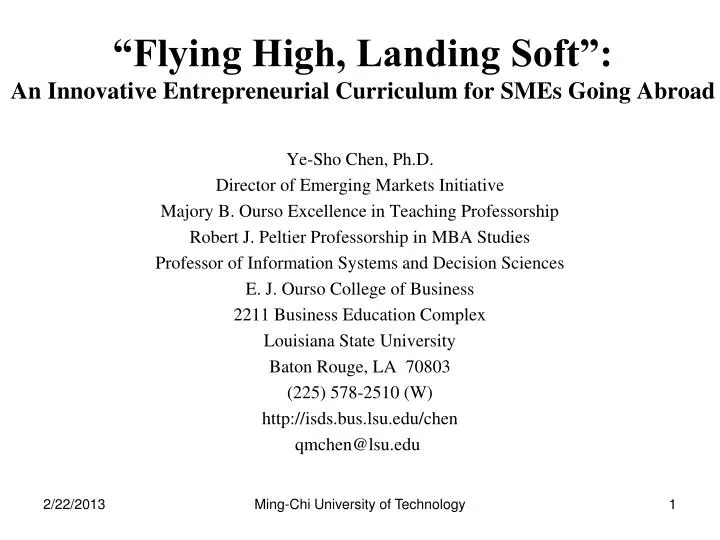 flying high landing soft an innovative entrepreneurial curriculum for smes going abroad