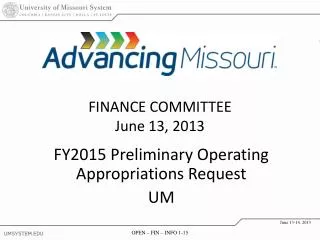 FY2015 Preliminary Operating Appropriations Request UM