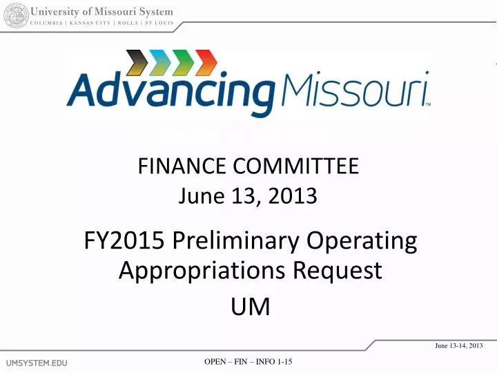 fy2015 preliminary operating appropriations request um