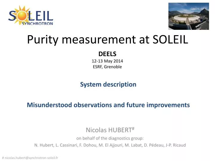purity measurement at soleil