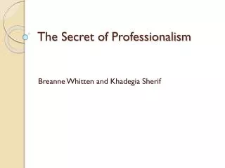 The Secret of Professionalism