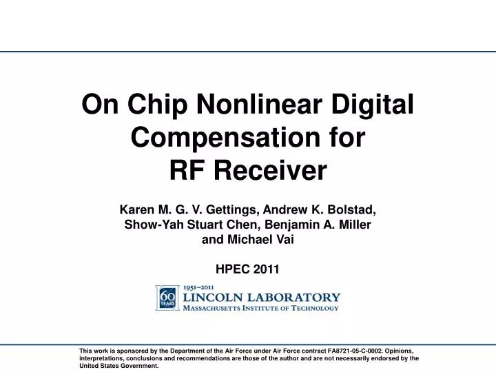 on chip nonlinear digital compensation for rf receiver