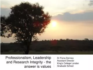 Professionalism, Leadership and Research Integrity - the answer is values