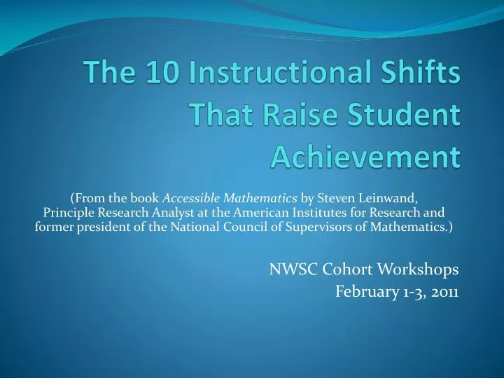 the 10 instructional shifts that raise student achievement