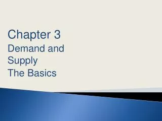 Chapter 3 Demand and Supply The Basics