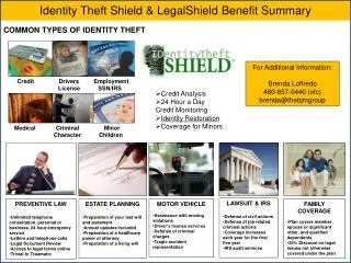 Identity Theft Shield &amp; LegalShield Benefit Summary