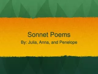 Sonnet Poems